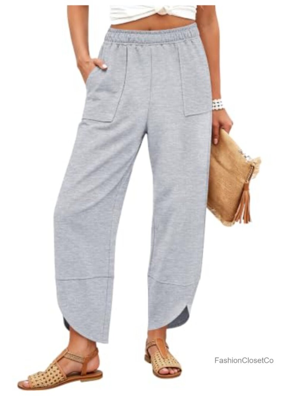 Wide Leg Casual Pants Cotton Polyester Blend Pull On Loose Fit Harem Yoga